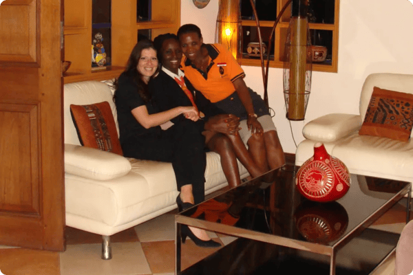 Andrea Puizina with Two Women in Uganda