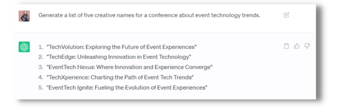 ChatGPT - Create an event name and description