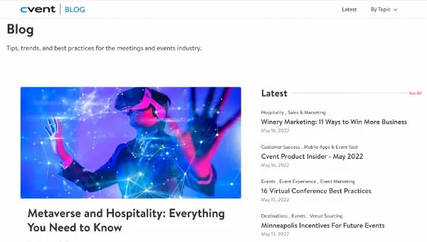 Cvent Blog home page