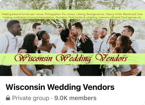A popular wedding Facebook group with 9,000 members