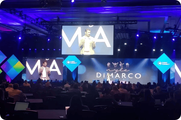 Nyle DiMarco gives a presentation at Cvent Connect 2022