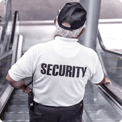 an event security staff member patrols a venue