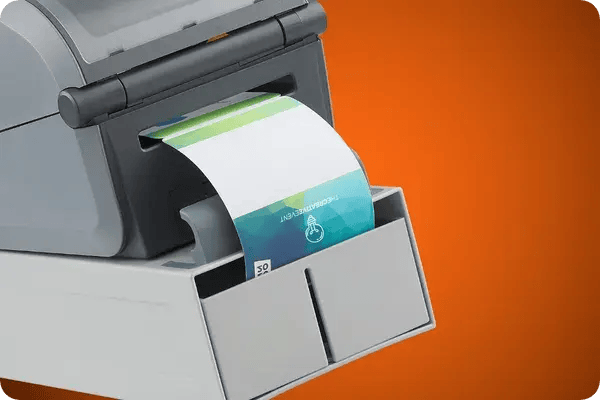 direct thermal event badge stock and printers sold at pcnametag.com