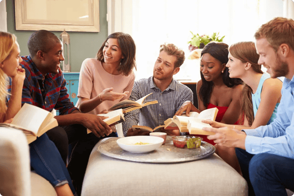 employees participate in book club at work