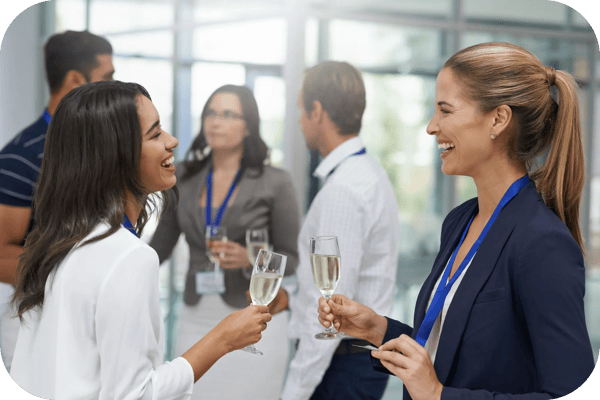 event attendees attend a happy hour