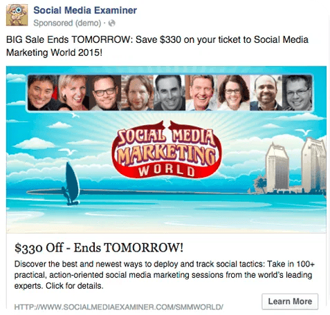 Facebook ad for Social Media Marketing World