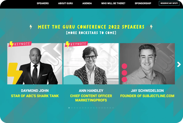 Featured speakers from Guru conference website