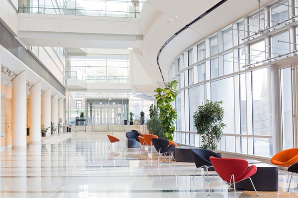 convention center lobby with biophilic design