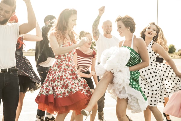 adults dance at a 1950s style dance party