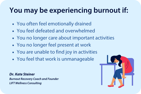 Signs and Symptoms of Work Burnout by Dr. Kate Steiner, Burnout Recovery Coach