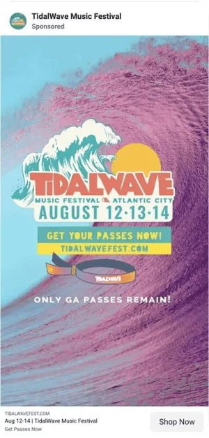 Tidal Wave Music Festival Facebook Ad