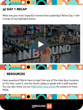 Day 1 Recap Video Email from INBOUND 2023