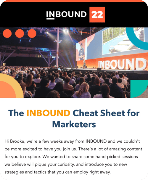 Pre-event email for HubSpot INBOUND conference 2022