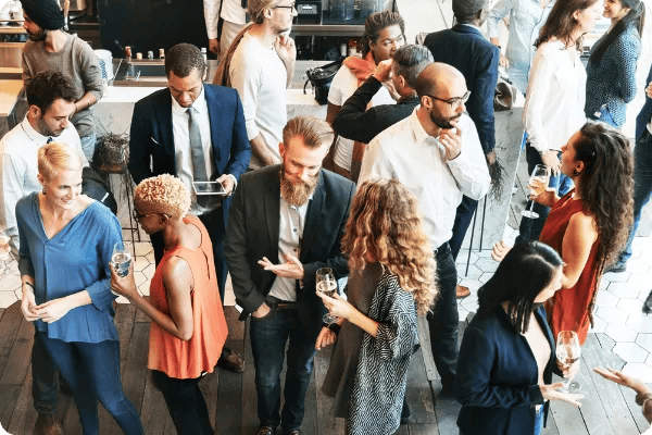 networking event attendees gather for conversation