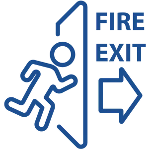 person using fire exit icon