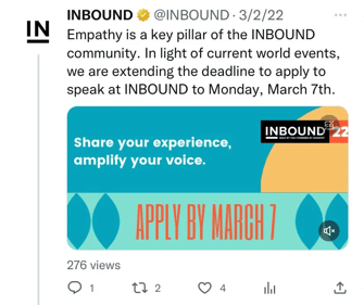 HubSpot Inbound Tweet 6 Months Out 