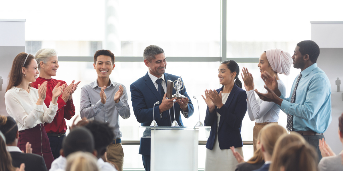 Motivational speaker hosts a conference ceremony