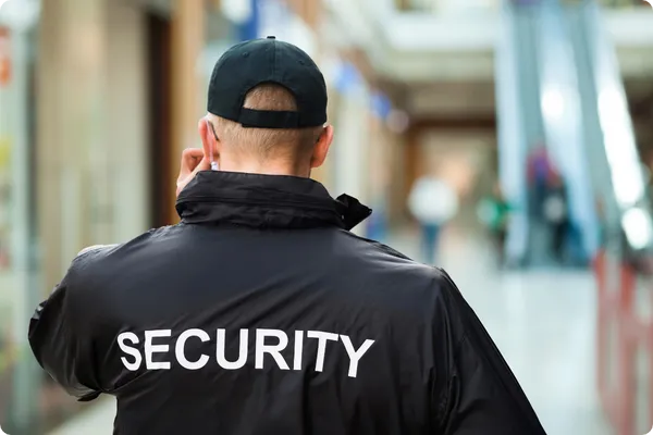 event security guard keeps attendees safe at a conference