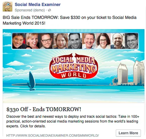 Facebook ad for Social Media Marketing World