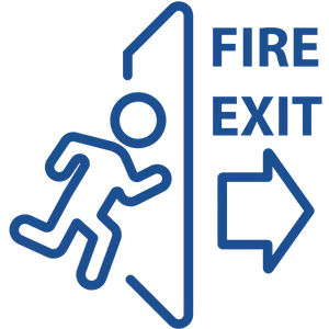 person using fire exit icon
