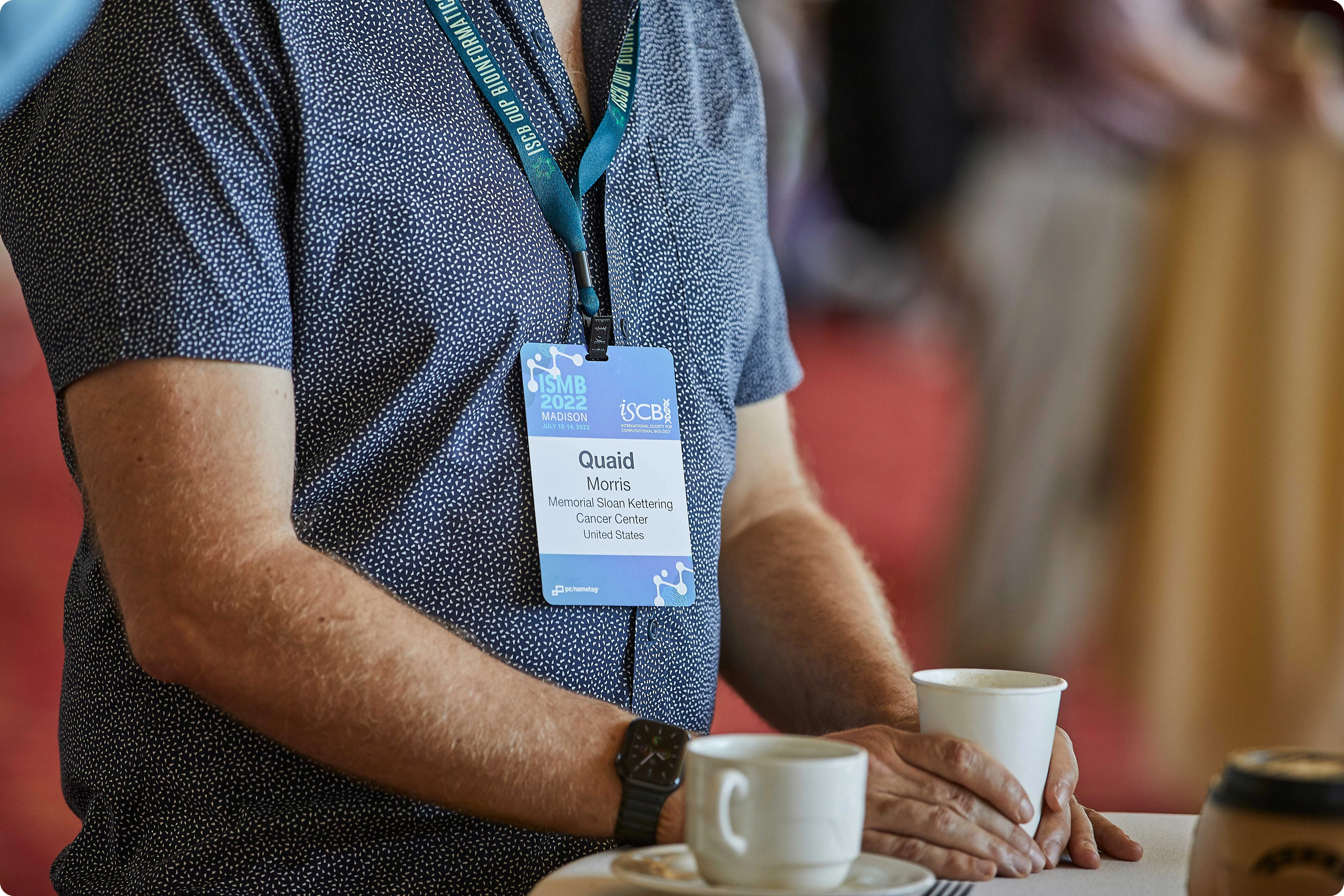 sustainable event badges and lanyards by pcnametag at ISMB 2022